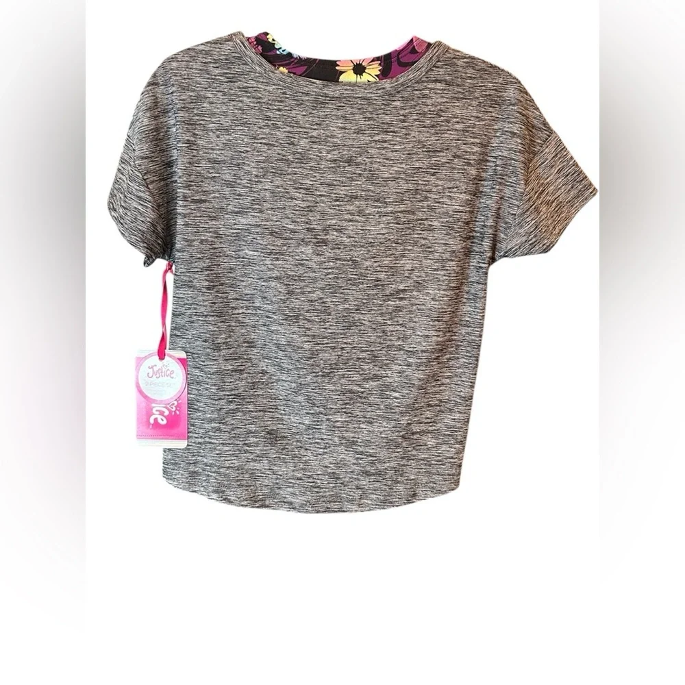 Justice Short Sleeve Tee With Short Bralette
